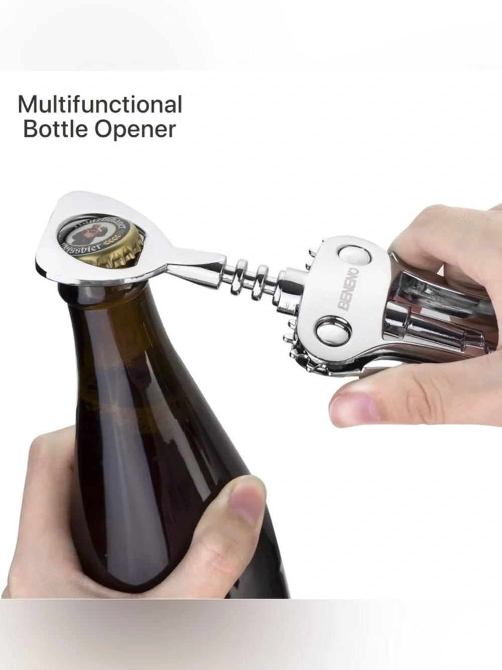 Beneno Wine Opener, Zinc Alloy Premium Wing Corkscrew with Bottle Opener
